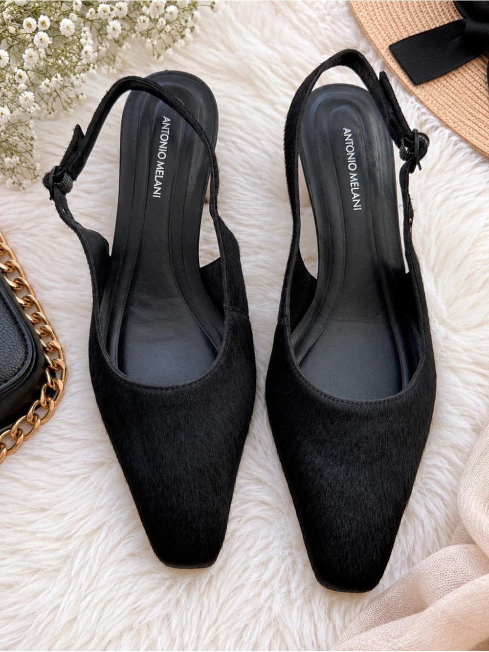 Bovine Hair Slingback Pumps